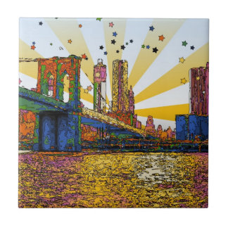 Carreau Psychedelic New York : Brooklyn Bridge, WTC #1