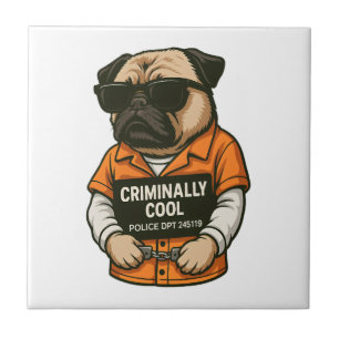 Carreau Pug incroyablement cool � Création drôle de chien 