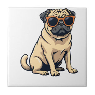 Carreau Pug vintage faisant le dab avec des lunettes de so