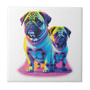 Carreau Pugs populaires en rose