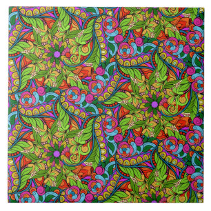 Carreau Puissance des fleurs ! Neon Mandala aux couleurs v