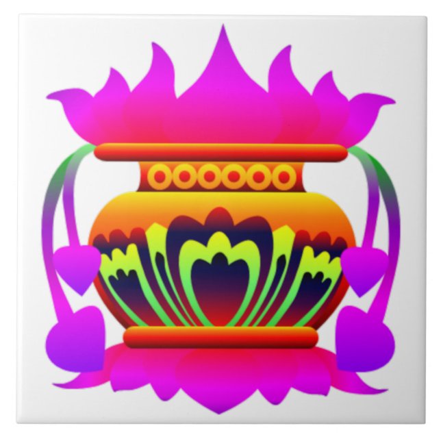 Carreau Pun kalasa Sri Lanka pot traditionnel de prospérit (Devant)