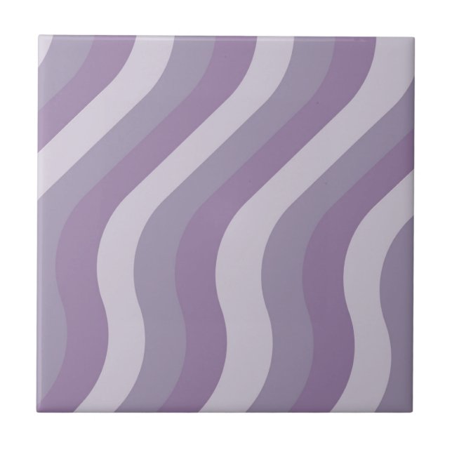 Carreau Purple Abstrait Wavy Stripe Motif moderne (Devant)