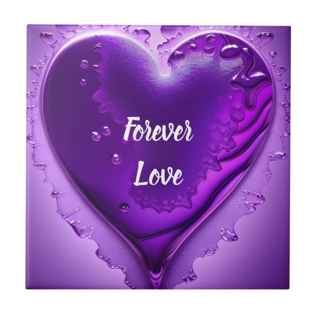 Carreau Purple Ceramic Love Forever Tile (Devant)