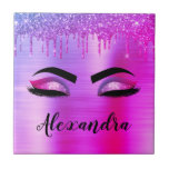 Carreau Purple Glitter Sparkle Eyelashes Monogram<br><div class="desc">Purple Faux Foil Parties scintillant d'étincelle métallique broyée Monogramme de métal brossé Nom et cils initiaux (cils),  Extensions d'éyélash et carreaux décoratifs des yeux. Le design fait le cadeau parfait pour 16 ans,  mariage,  douche nuptiale,  anniversaire,  baby shower ou bachelorette pour quelqu'un à la recherche d'un style cool tendance.</div>