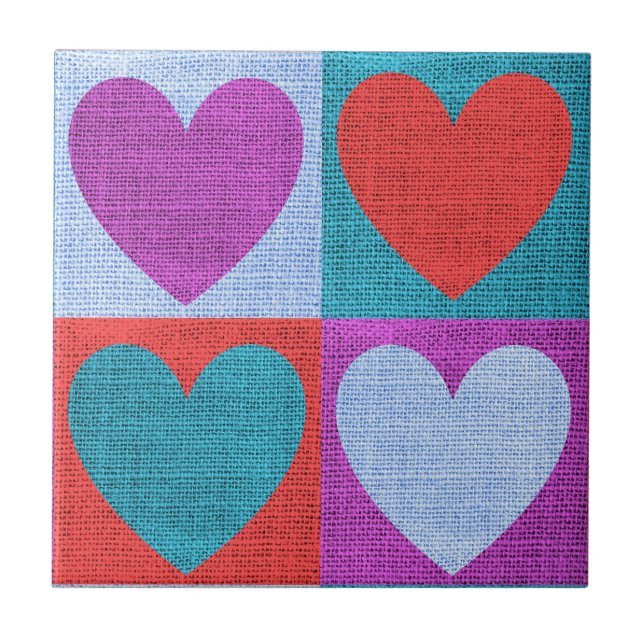 Carreau Purple Green and Red Checked Heart Pattern (Devant)