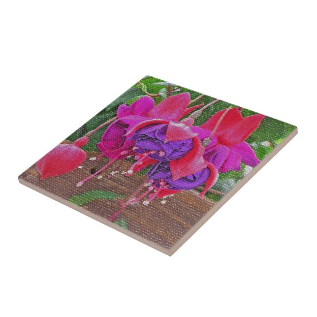 CARREAU PURPLE & PINK FUCHSIA CÉRAMIQUE TILE/TRIVET (Côté)