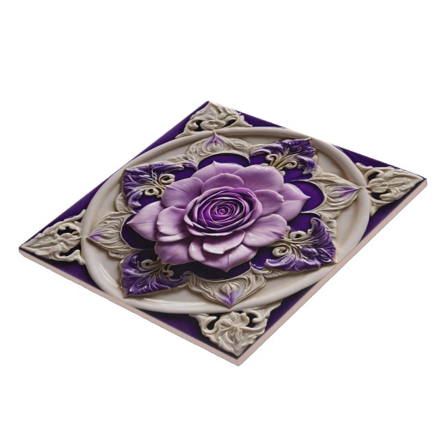 Carreau Purple Rose Moderne Belle Collection Céramique (Côté)