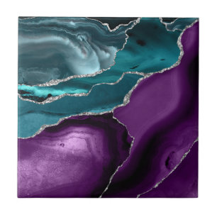 Carreau Purple Turquoise Blue Agate Parties scintillant en