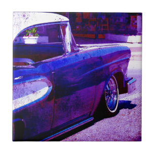 Carreau Purple Vintage Car Grunge Art numérique