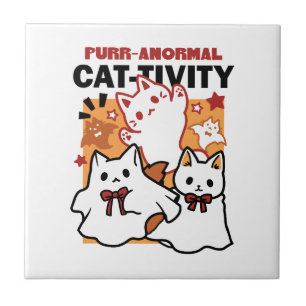 Carreau Purr-anormal Cat Cat mignonne Halloween Conception