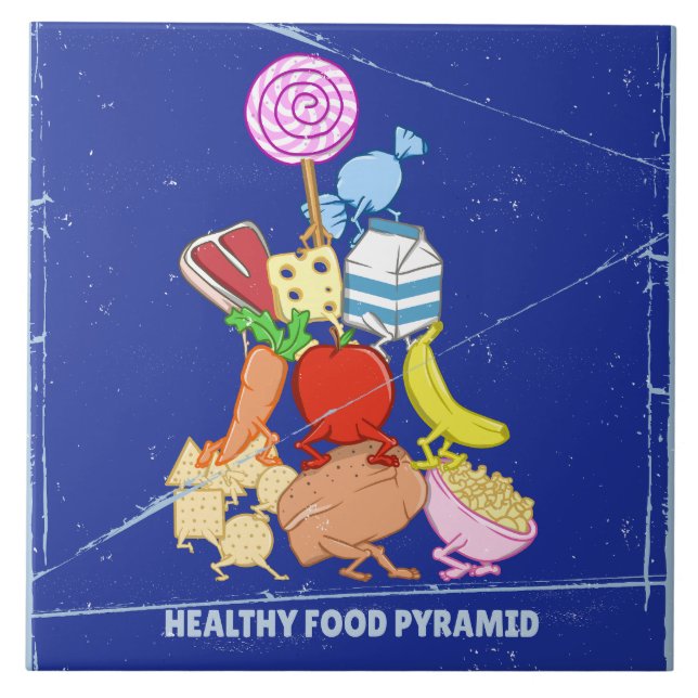 Carreau Pyramide alimentaire drôle illustration de dessin  (Devant)