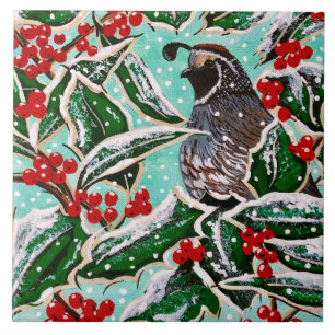 Carreau Quail en Holly Magnet