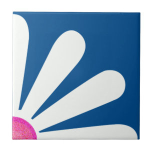 Carreau Quartier de marguerite blanche, centre rose sur la