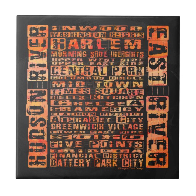 Carreau Quartiers de NYC Orange (Devant)