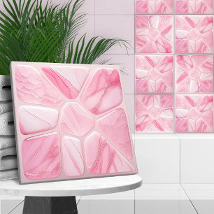Carreau Quartz rose Fleur Art Cellulaire Abstrait