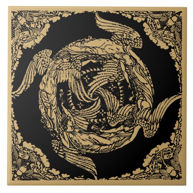 Carreau Quatre Vents/Anges vintages par Walter Crane (Devant)