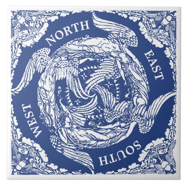 Carreau Quatre Vents/Anges vintages par Walter Crane (Devant)