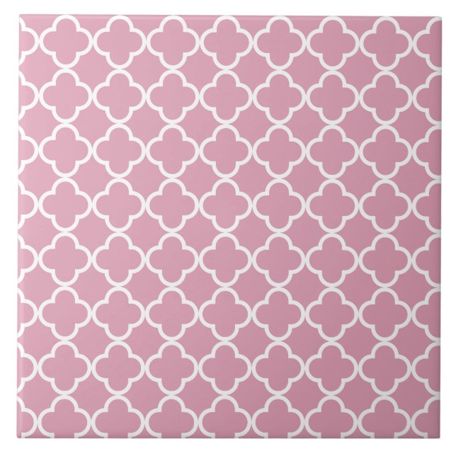 Carreau Quatrefoil blanc rose (Devant)