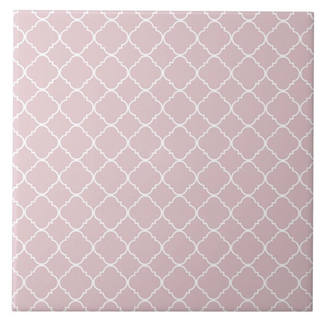 Carreau Quatrefoil rose et blanc (Devant)