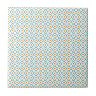 Carreau Quatrefoil turquoise vintage et points