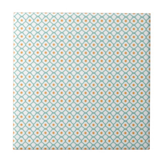 Carreau Quatrefoil turquoise vintage et points