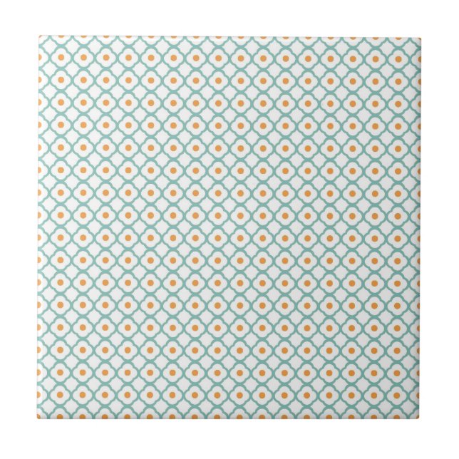 Carreau Quatrefoil turquoise vintage et points (Devant)