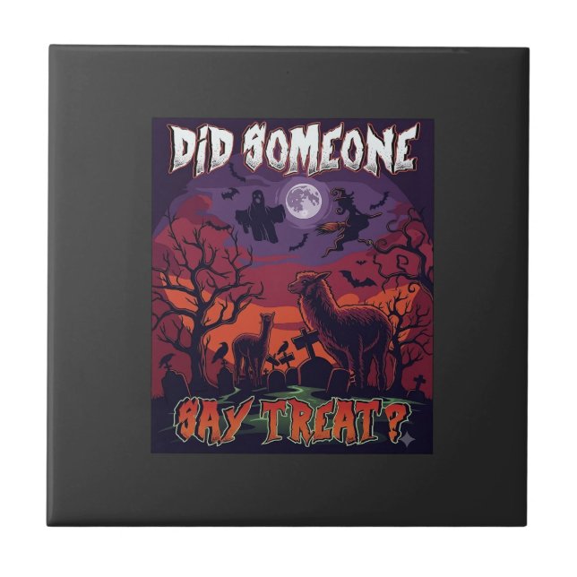 Carreau Quelqu'un a dit friandise Halloween Lama Sorcière  (Devant)