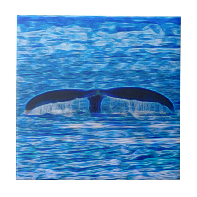 Carreau Queue de baleines Bleu profond Vie océanique (Devant)