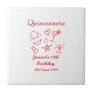 Carreau Quinceanera 15e anniversaire arbre de soleil de pl