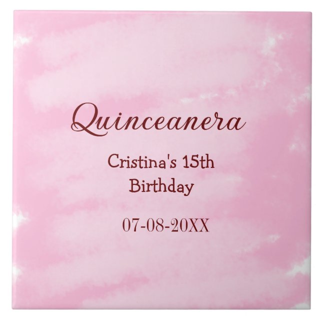 Carreau Quinceanera anos 15e anniversaire ajouter nom text (Devant)