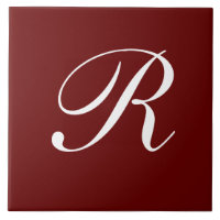 R Monogramme, blanc sur rouge foncé,