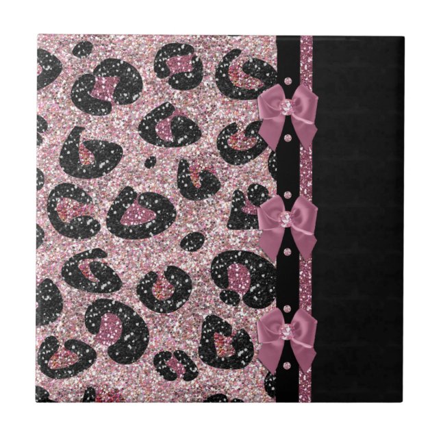 Carreau RAB Rockabilly Pink Leopard Ribbon Bows (Devant)