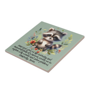 Carreau Raccoon Woodland Enfants Prière chrétienne sur ble