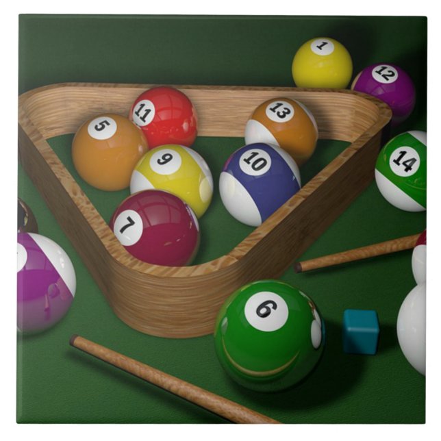 Carreau "Rack'em up", jeu de billard (Devant)