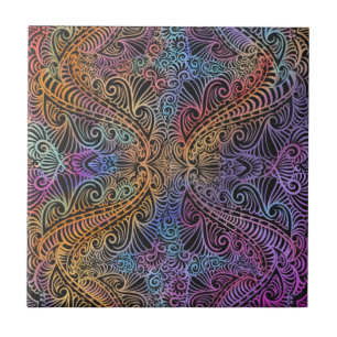 Carreau Rainbow Kaleidoscope Mandala