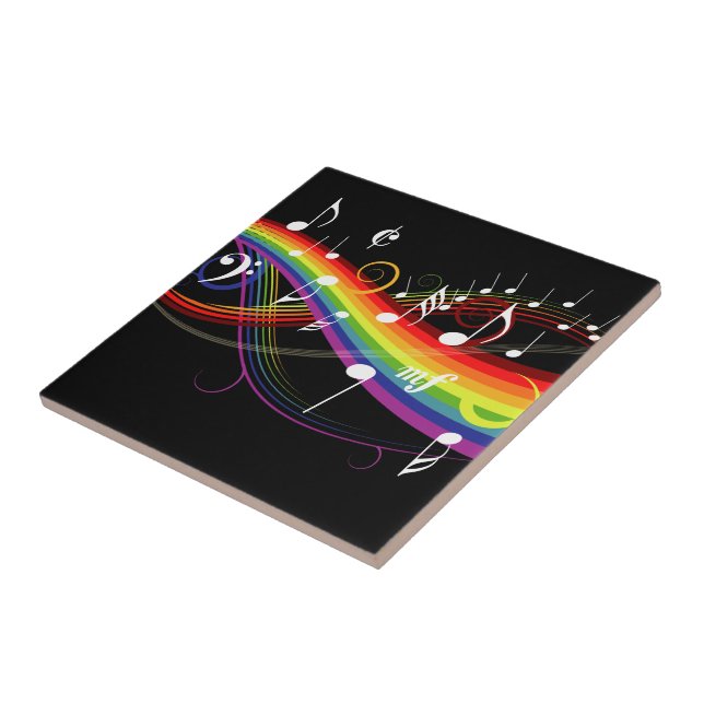 Carreau Rainbow White Music Notes sur Black (Côté)