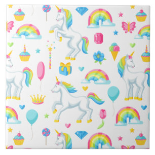 Carreau Rainbows et Unicorns Imaginaire Fairy Tale mignonn