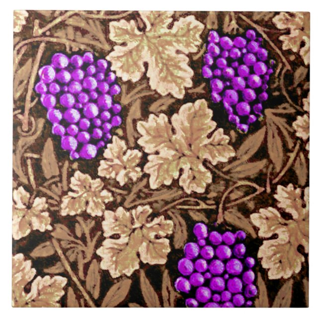 Carreau Raisin de William Morris, Brun et Violet (Devant)