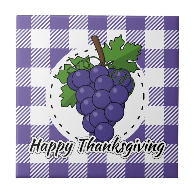 Carreau Raisin sur Plaid violet - Bon thanksgiving (Devant)