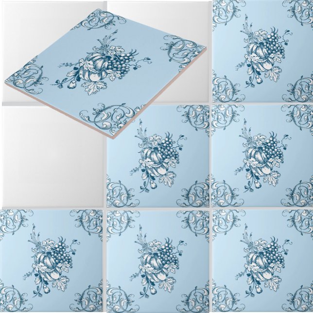 Carreau Raisins et fruits bleus et blancs motif (Créateur téléchargé)