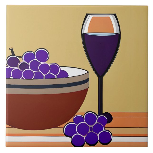 Carreau Raisins et Wineglass en Maroon et Tan (Devant)