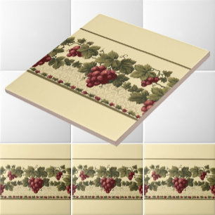 Carreau Raisins rouges vintages sur le Motif de la fraise