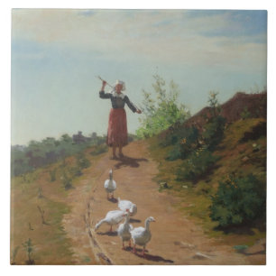 Carreau Ramener le troupeau d'oies (par Paul Peel)