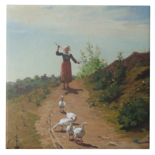 Carreau Ramener le troupeau d'oies (par Paul Peel) (Devant)