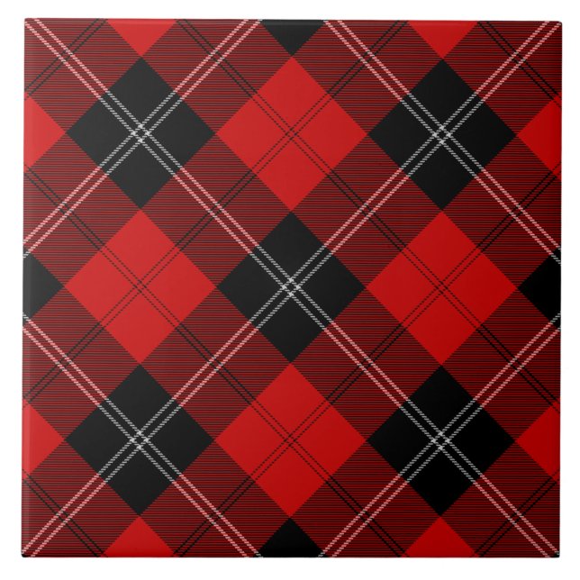 Carreau Ramsay tartan rouge noir plaid (Devant)