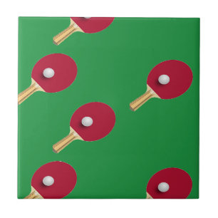 Carreau Raquette de ping-pong et boule sur vert