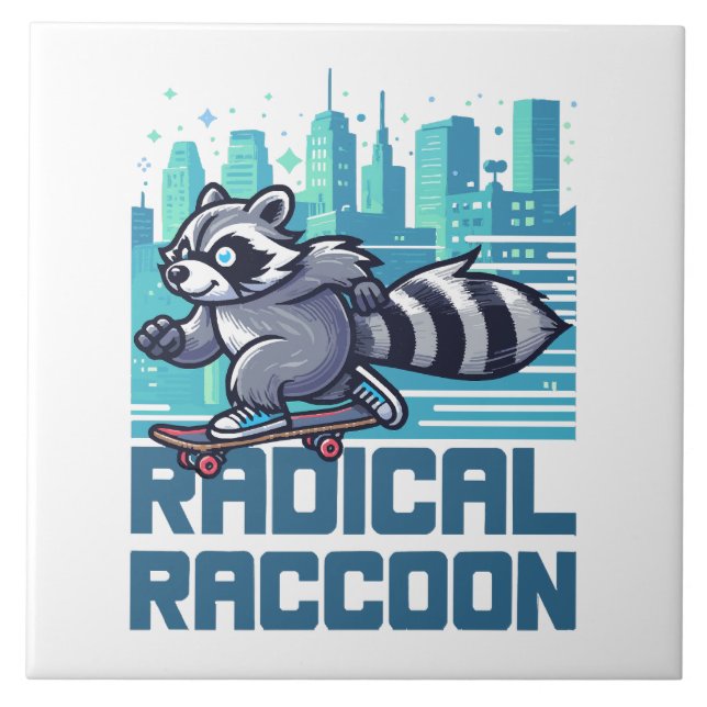 Carreau Raton laveur radical skateboard urbain (Devant)
