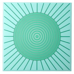 Carreau Rayon de soleil géométrique moderne - Aqua et ve