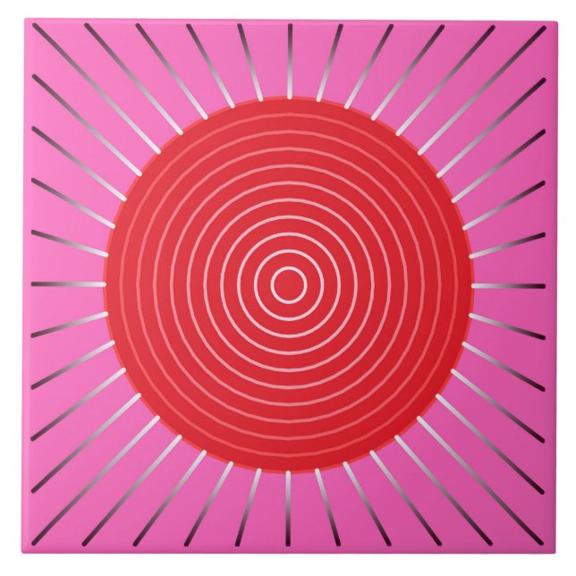 Carreau Rayon de soleil géométrique moderne - fuchsia et (Devant)
